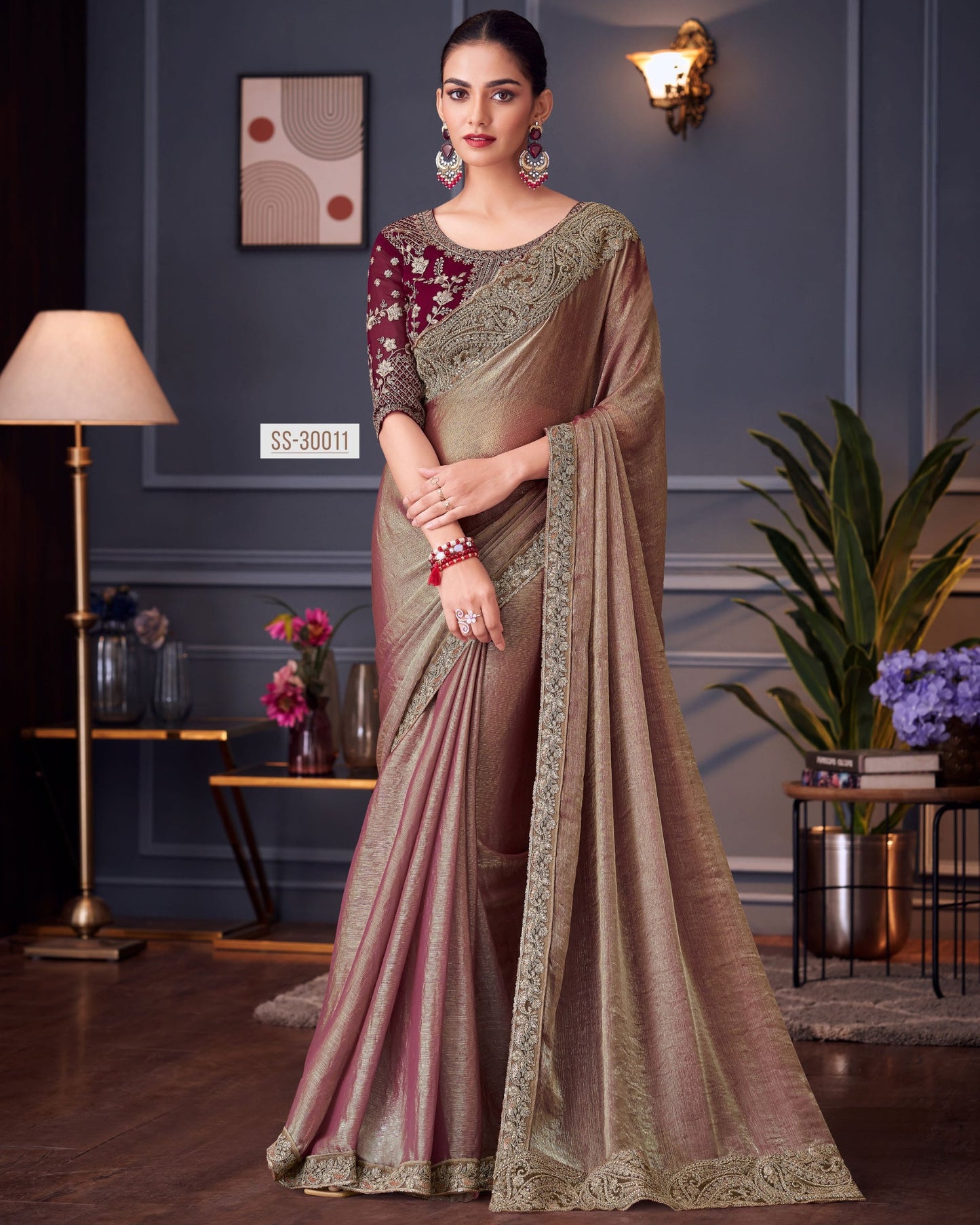 Glass Feel Double Tone Silk Saree & Pure Georgette Blouse