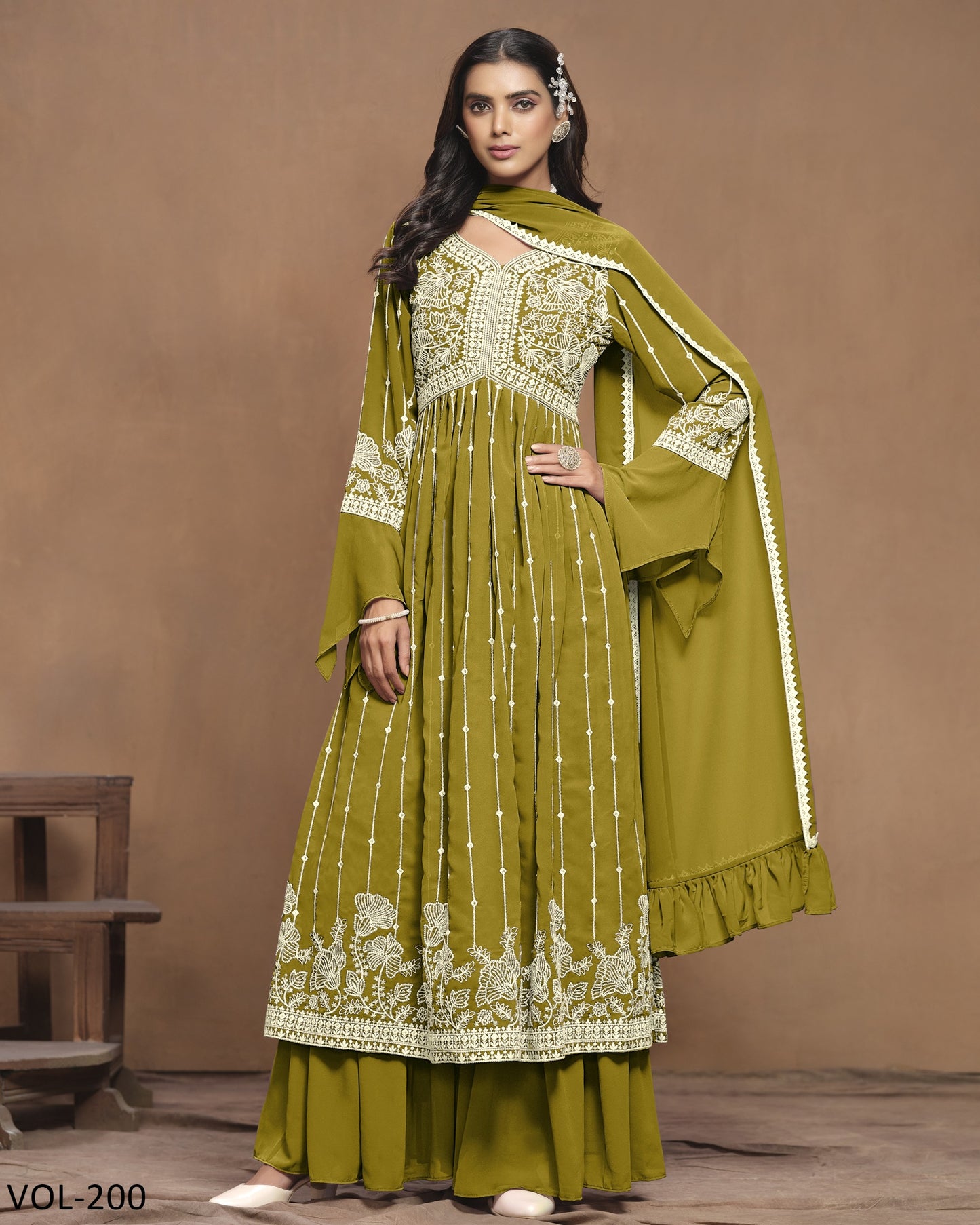 Premium Glamorous Faux Georgette Classic Combination Salwar Kameez Set