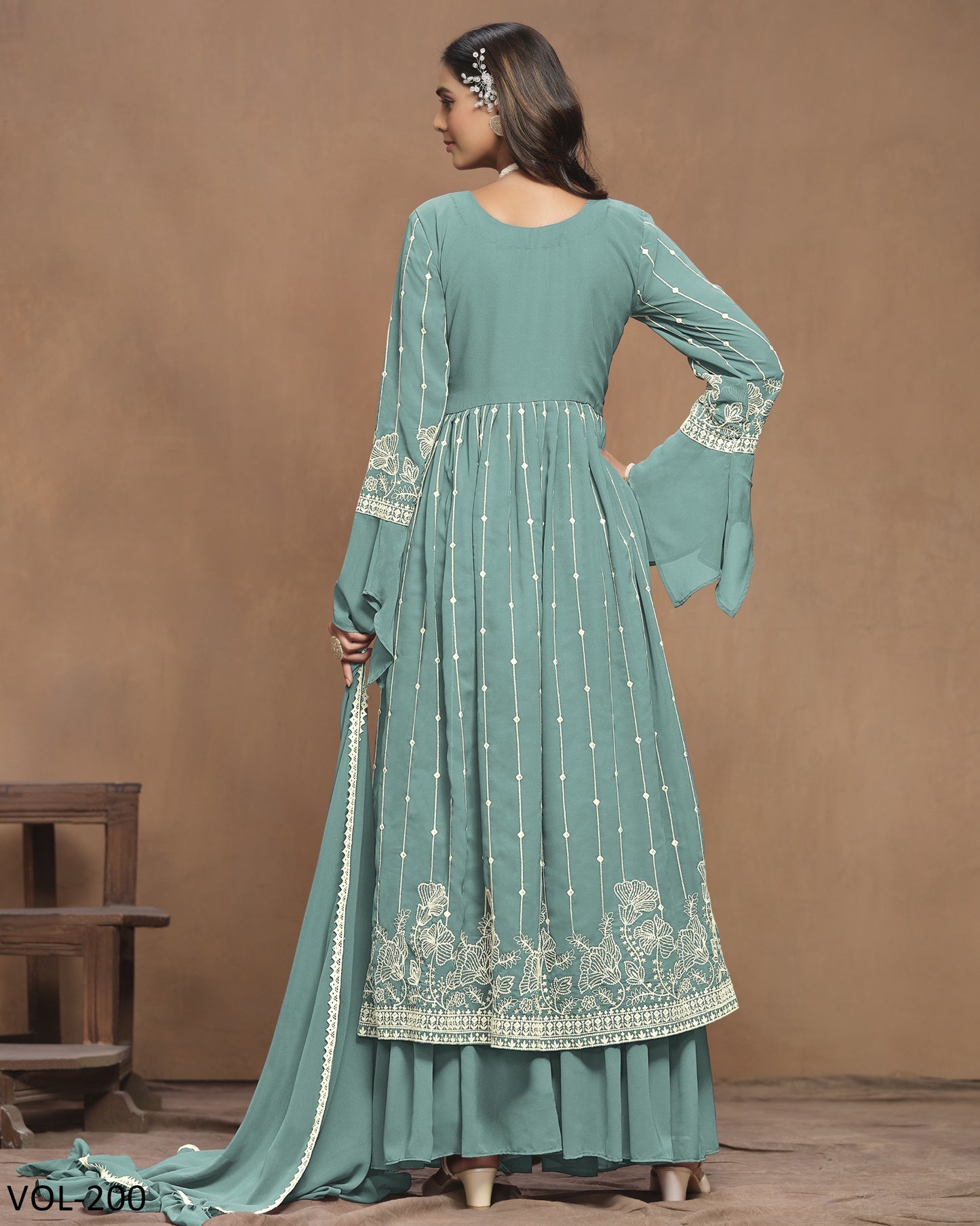 Premium Glamorous Faux Georgette Classic Combination Salwar Kameez Set