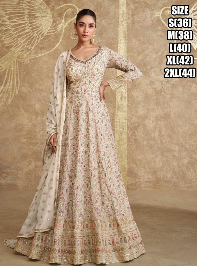 Full Heavy Look Embroidered Gown With Embroidered Dupatta