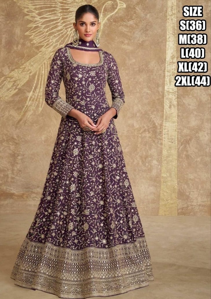 Full Heavy Look Embroidered Gown With Embroidered Dupatta