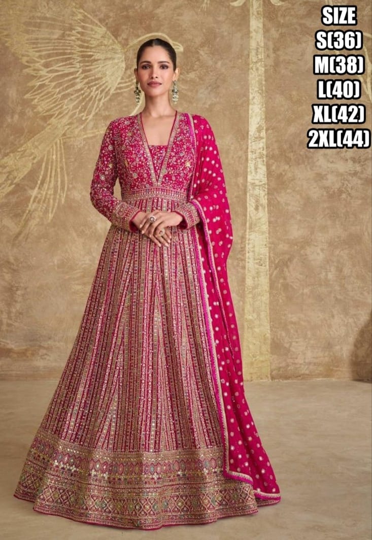 Full Heavy Look Embroidered Gown With Embroidered Dupatta