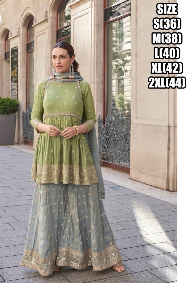 Premium Real Simar Front And Back Embroidered With Embroidered Dupatta