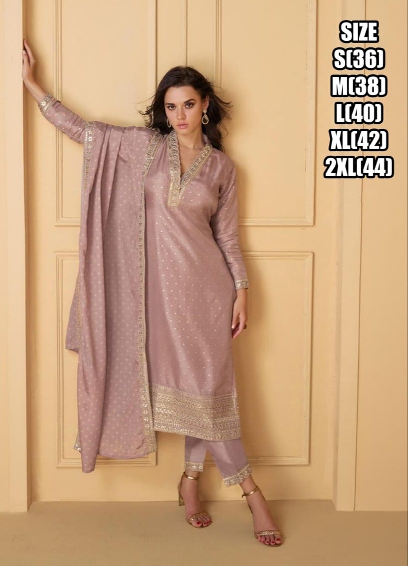 Premium pure silk straight kurta set with dupatta for women