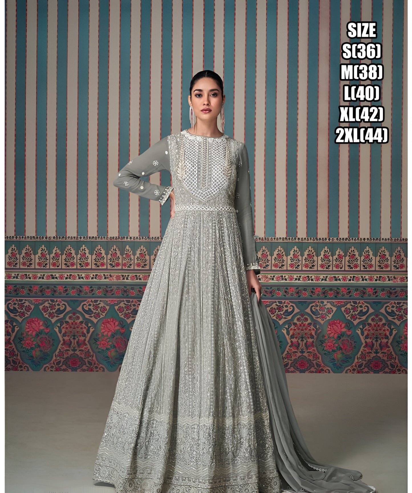 Real Georgette  Full Heavy Look Chikankari Embroidered Dresses With Embroidered Dupatta